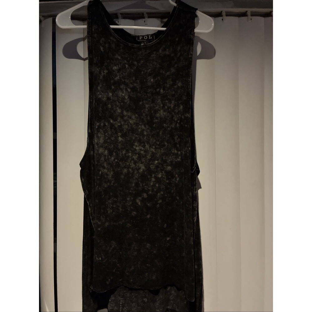 POL Washed Black High-Low Sleeveless Tank